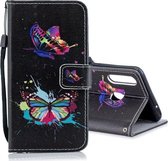 Voor Galaxy A20s horizontale flip lederen tas met houder & kaartsleuven & portemonnee (kleur vlinder)