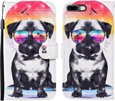 Voor iPhone 8 Plus / 7 Plus 3D Geschilderd Patroon Horizontale Flip Leren Case met Houder & Portemonnee & Kaartsleuf & Lanyard (Bril Hond)