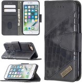 Voor iPhone 8/7 Bijpassende kleur Krokodiltextuur Horizontale flip PU lederen tas met portemonnee & houder & kaartsleuven (zwart)