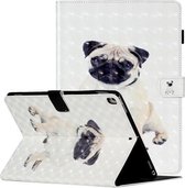 Voor iPad 10.2 inch 3D-patroon horizontale flip lederen tas met kaartsleuven & houder & slaap / wekfunctie (pug)