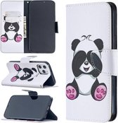 Voor iPhone 12 Pro Max Gekleurd tekeningpatroon Horizontaal leren flip-hoesje met houder & kaartsleuven & portemonnee (Panda)