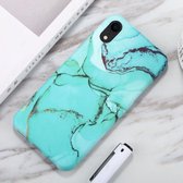 Voor iPhone XR aquarel marmerpatroon IMD TPU mobiele telefoonhoes (groen)