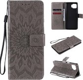 Voor Motorola Moto G 5G Plus Geperst Afdrukken Zonnebloempatroon Horizontale Flip PU-lederen Case met Houder & Kaartsleuven & Portemonnee & Lanyard (Grijs)