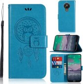Voor Nokia 3.4 Windgong Uil Embossing Patroon Horizontale Flip lederen tas, met houder & kaartsleuven & portemonnee (blauw)