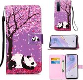 Voor Huawei nova 7 Pro 5G Schilderen Horizontale Flip Leren Case met Houder & Kaartsleuf & Portemonnee & Lanyard (Sakura Panda)