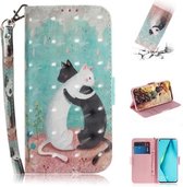 Voor Huawei P40 lite 3D Schilderen Horizontale Flip Leren Case met Houder & Kaartsleuf & Portemonnee & Lanyard (Zwart-witte kat)