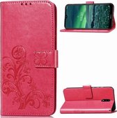 Voor Nokia 2.3 Lucky Clover Pressed Flowers Pattern Leather Case met houder & kaartsleuven & portemonnee & draagriem (Rose)