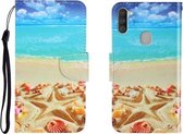 Voor OPPO A11 Gekleurde tekening Horizontale flip lederen tas met houder & kaartsleuf & portemonnee (pentagram)