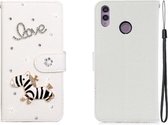 Voor Huawei Honor 8X Horizontale Flip Effen Kleur Strass Leren Case met Kaartsleuf & Portemonnee & Houder (Trojaans)