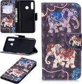 3D Gekleurde Tekening Patroon Horizontale Flip Leren Case voor Huawei P30 Lite, met Houder & Kaartsleuven & Portemonnee (Twee Olifanten)