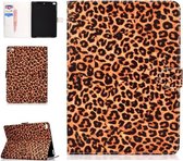 Voor iPad 10.2 Gekleurd tekeningpatroon Horizontaal Flip PU-lederen hoes met houder & kaartsleuf & slaap- / wekfunctie (gele luipaard)