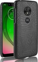 Schokbestendig Crocodile Texture PC + PU-hoesje voor Motorola Moto G7 Play (zwart)
