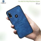 PINWUYO Schokbestendige waterdichte volledige dekking PC + TPU + huidbeschermhoes voor Motorola Moto P40 / P50 / One Vision (blauw)