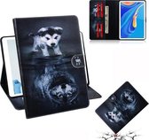 3D Gekleurde Tekening Horizontale Flip Leren Case met Houder & Kaartsleuf & Portemonnee Voor Huawei MediaPad M6 10.8 (Wolf En Hond)