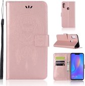 Windgong Uil Embossing Patroon Horizontale Flip Leren Case met Houder & Kaartsleuven & Portemonnee Voor Huawei Honor 8X (Rose Goud)