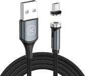 KUULAA KL-O135 1m USB naar Micro USB 540 graden roterende magnetische oplaadkabel met één punt (zwart)