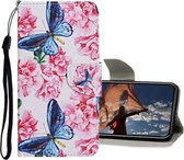 Gekleurde tekening patroon horizontaal Flip lederen tas met houder & kaartsleuven & portemonnee voor iPhone 12 mini (Dragonfly Flower)