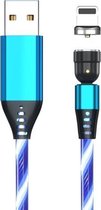 2,4 A USB naar 8-pins 540 graden buigbare streamer magnetische datakabel, kabellengte: 1 m (blauw)