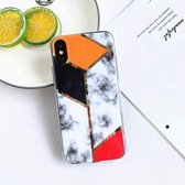 Galvaniserende stiksels Marmerpatroon TPU beschermhoes voor iPhone X / XS (driekleurig stiksel)