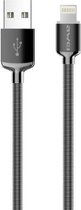 awei CL-25 0,3 m 2,4 A USB naar 8-pins metalen snellaadkabel (grijs)