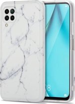 Voor Huawei P40 Lite TPU glanzend marmerpatroon IMD beschermhoes (wit)