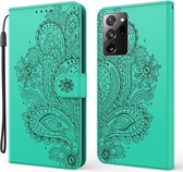 Voor Samsung Galaxy Note20 Ultra / 5G Pauw Reliëfpatroon Horizontale Flip Leren Case met Houder & Kaartsleuven & Portemonnee & Lanyard (Groen)