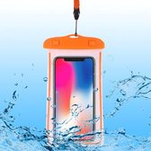 PVC transparante universele lichtgevende waterdichte tas met lanyard voor smartphones onder 6,0 inch (oranje)