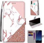Voor Huawei P40 Lite E / Y7p Gekleurde Tekening Cross Textuur Horizontale Flip PU Lederen Case met Houder & Kaartsleuven & Portemonnee & Lanyard (Poeder Steen Textuur)