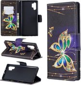 Gekleurde tekening patroon horizontale flip lederen tas met houder & kaartsleuven & portemonnee voor Galaxy Note10 + (grote vlinder)
