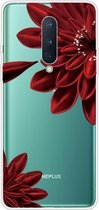 Voor OnePlus 8 schokbestendig geverfd transparant TPU beschermhoes (rode bloem)