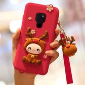Lovely Reindeer Full Package Anti Falling Silicone Sleeve voor Huawei Mate 20 X (rood)