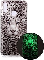 Voor Huawei Y7 (2019) Lichtgevende TPU zachte beschermhoes (Leopard Tiger)