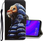 Voor Huawei Mate 30 Lite 3D Gekleurde Tekening Horizontale Flip PU Lederen Case met Houder & Kaartsleuven & Portemonnee (Donsjack Kat)