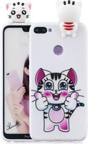 Voor Huawei Honor 9i schokbestendig Cartoon TPU beschermhoes (kat)