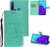 Voor Huawei P20 Lite 2019 Chai Dog Pattern Horizontale Flip Leather Cover Met Bracket & Card Slot & Wallet & Lanyard (Green)