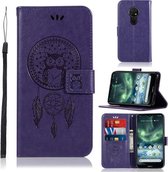 Voor Nokia 7.2 Windgong Uil Embossing Patroon Horizontale Flip Leren Case met Houder & Kaartsleuven & Portemonnee (Paars)