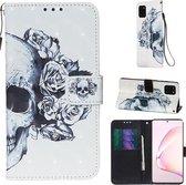 Voor Galaxy A81 3D schilderij horizontale flip lederen tas met houder & kaartsleuf & portemonnee & lanyard (schedel)