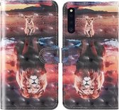 Voor Samsung Galaxy A41 3D Schilderij Gekleurd Tekening Patroon Horizontaal Flip TPU + PU Leren Hoesje met Houder & Kaartsleuven & Portemonnee & Lanyard (Dream Lion)