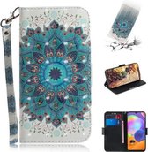 Voor Galaxy A31 3D Gekleurde Tekening Horizontale Flip Leren Case met Houder & Kaartsleuf & Portemonnee & Lanyard (Pauwkrans)