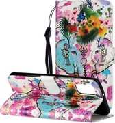 Voor Samsung Galaxy A41 Olie Reliëf Gekleurde Tekening Patroon Horizontale Flip PU Lederen Case met Houder & Kaartsleuven & Portemonnee (Olifant)