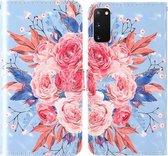 Voor Samsung Galaxy S20 3D schilderij Gekleurd tekeningpatroon Horizontaal Flip TPU + PU lederen tas met houder & kaartsleuven & portemonnee & lanyard (gekleurde bloemen)