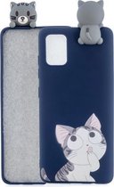 Voor Galaxy A71 schokbestendig gekleurd geverfd liggend Cartoon TPU beschermhoes (Big Face Cat)