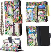 Voor Samsung Galaxy A91 Gekleurde Tekening Patroon Rits Horizontale Flip Leren Case met Houder & Kaartsleuven & Portemonnee (Boom)