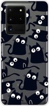 Voor Samsung Galaxy S20 Ultra gekleurd tekening patroon zeer transparant TPU beschermhoes (zwarte kat)