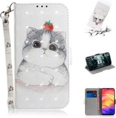 3D Gekleurde Tekening Horizontale Flip Leren Case met Houder & Kaartsleuven & Portemonnee Voor Galaxy S10 (Cute Cat)