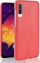 Schokbestendig Crocodile Texture PC + PU-hoesje voor Galaxy A70 (rood)