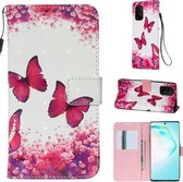 Voor Galaxy S10 Lite 3D Schilderen Horizontale Flip Leren Case met Houder & Kaartsleuf & Portemonnee & Lanyard (Rose Butterfly)