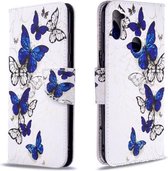Voor Galaxy A11 Gekleurde tekening Horizontale flip lederen tas met houder & kaartsleuven & portemonnee (vlinders)