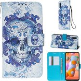 Voor Galaxy M11 3D Schilderen Horizontale Flip Leren Case met Houder & Kaartsleuf & Portemonnee & Lanyard (Cloud Ghost Head)