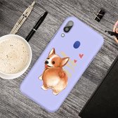 Voor Galaxy A40 Cartoon Animal Pattern Shockproof TPU beschermhoes (Purple Corgi)